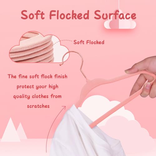 Stormix Baby Velvet Hangers - 16 Pack Non-Slip Space Saving 11'' Pink