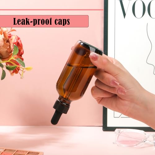 6 Pack 4oz Amber Glass Dropper Bottles for Essential Oils with Funnel & Labels