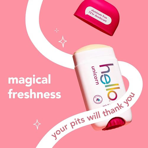 hello Unicorn Aluminum Free Deodorant for Women, Girls, Safe for Kids, Dermatologically tested, Natural Fragrance, 2 Pack