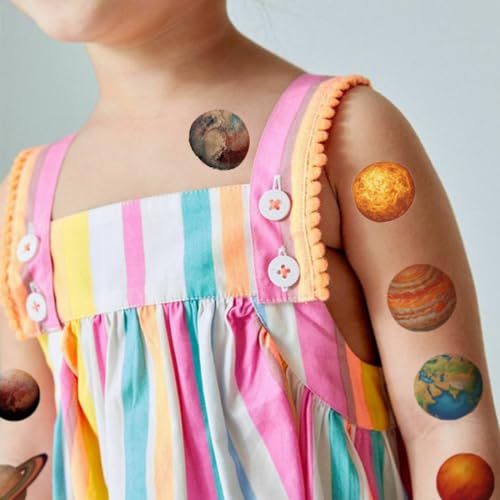 Charlent Kids Planets Temporary Tattoos - 74 Fun Designs for Parties