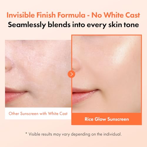 TOSOWOONG Rice Glow Sunscreen SPF 50+ - Hydrating Korean Skincare, 1.69 fl oz