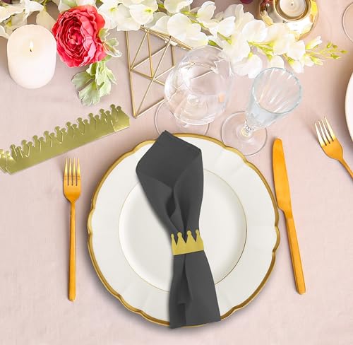 100 Pack Gold Crown Napkin Rings - Festive Table Decor