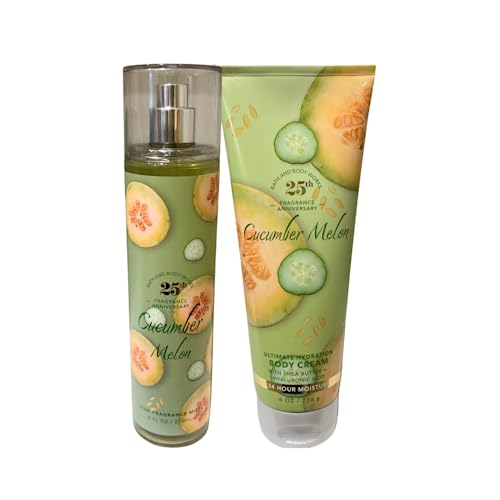 Bath & Body Works Cucumber Melon Fragrance Mist & Body Cream Set - 8oz Each