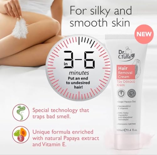 Farmasi Dr. C. Tuna Papaya Extract Hair Removal Cream 3.4 fl oz - Gentle Body Wax for Men & Women