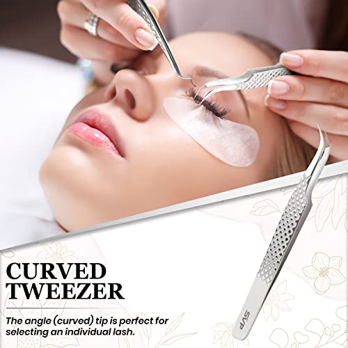 SUPER VENUS 5-Piece Lash Tweezer Set with Mirror & Diamond Grip