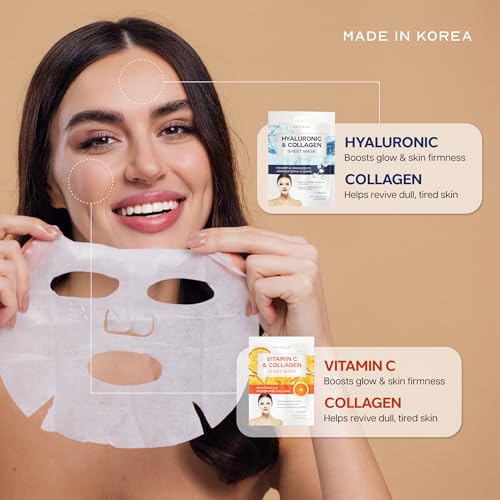 Skin 2.0 Vitamin C & Hyaluronic Acid Face Mask Set – 10 Count