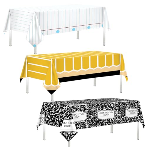 3-Pack Back to School Tablecloths - Large Disposable Rectangular Covers