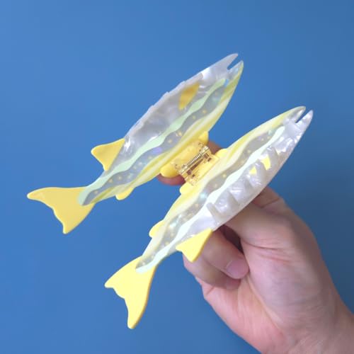 Yellow Salmon Fish Hair Clip - Cute Acetate Claw Clip for Women