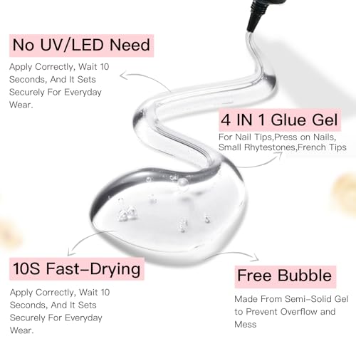 Curvlife Press-On Nail Kit with Glue Remover & Glass Tools
