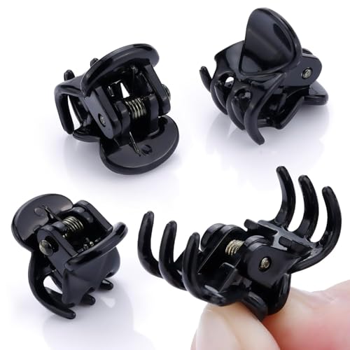 JANYUN 48Pcs Mini Black Hair Claw Clips - Strong Grip Non-Slip Accessories