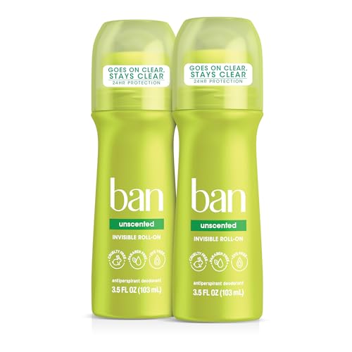 Ban Invisible Roll-On Antiperspirant Deodorant Unscented 3.5 oz 2-Pack