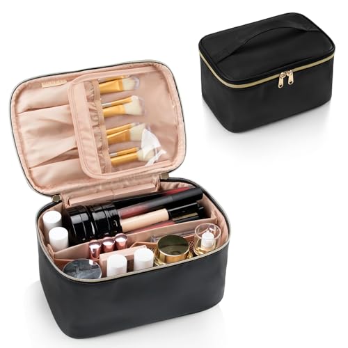 OCHEAL Large Capacity Travel Makeup Bag with Dividers & Handle