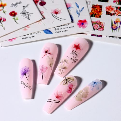3D Floral Water Transfer Nail Stickers - Spring Summer Designs