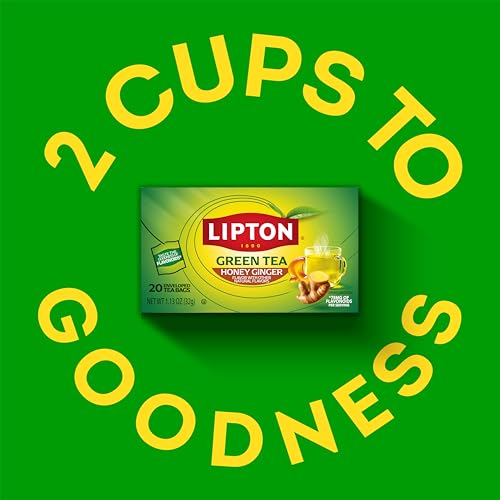 Lipton Honey Ginger Green Tea Bags - 20 Count for Hot or Iced Tea