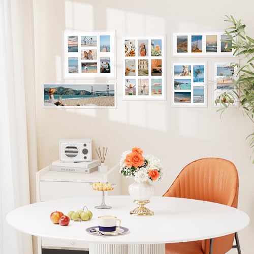Vittanly 8x14 Collage Picture Frame for 3x 4x6 Photos - White