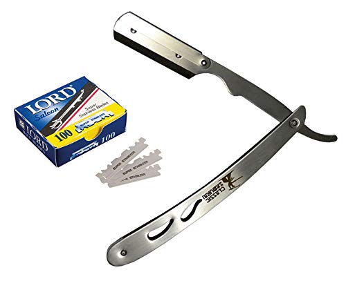 Classic Samurai CS-102 Stainless Steel Straight Edge Razor Kit with 100 Blades