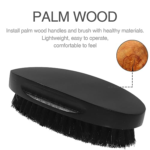 Tipuuz Black 360 Curved Medium Hard Boar Bristle Hair & Beard Brush for Waves & Grooming