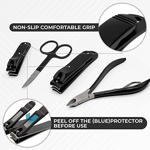 ASH ISLAND Black Stainless Nail Clippers Set - 12 in 1 Travel Kit