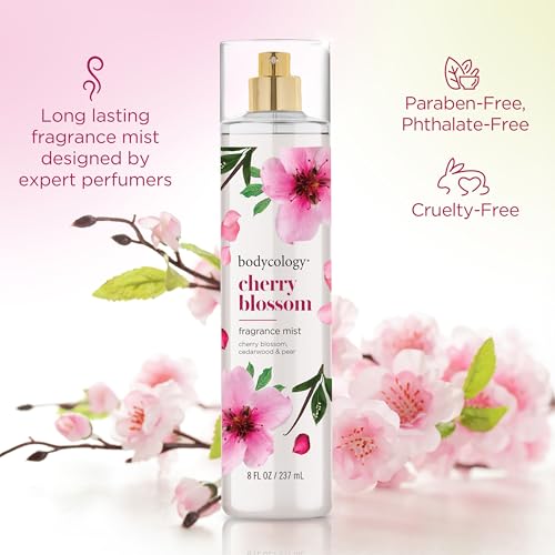 Bodycology Cherry Blossom Fragrance Mist – Long-Lasting 8 fl oz (Pack of 2)