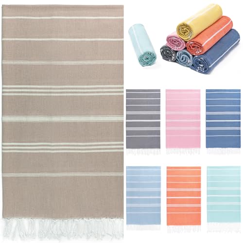 Oversized Turkish Beach Towel 36x71” - Quick Dry Sand-Free Khaki