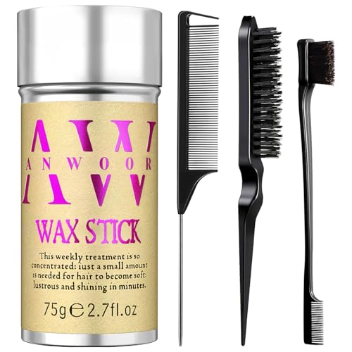 Hair Wax Stick & Edge Brush Set for Flyaways - 4Pcs Styling Kit