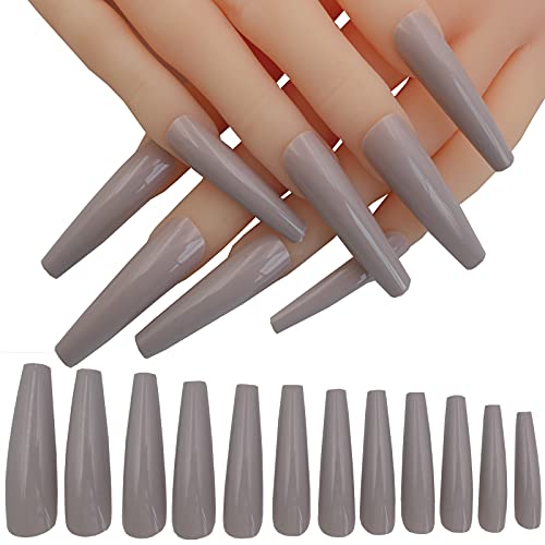 LuckForever Extra Long Coffin Nail Set XL Ballerina 120pc ABS Press On Nails