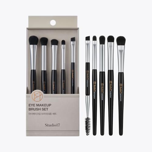 STUDIO17 Eye Makeup Brush Set - 5 Portable Synthetic Brushes