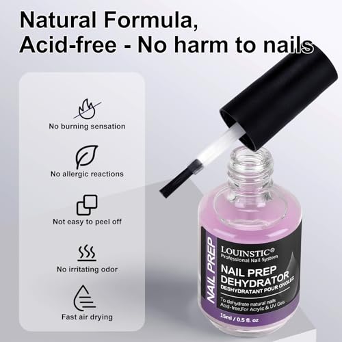 LOUINSTIC Acid-Free Nail Dehydrator & Primer A-001 for Acrylic & Gel Nails