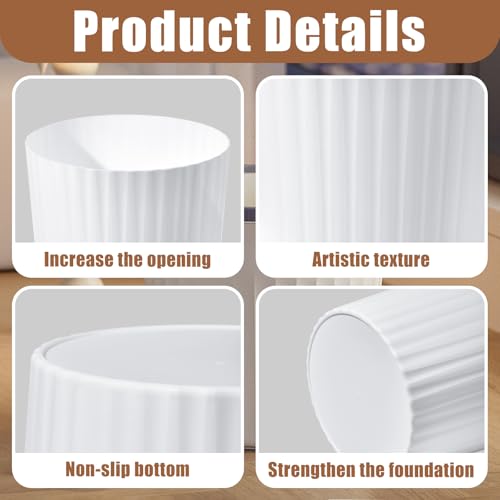 Compact 2 Gallon Trash Can - White Waste Bin for Home & Office