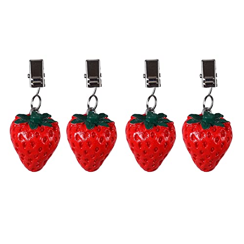 TwoFish Strawberry Tablecloth Weights Clips Set of 4 - Heat Resistant & Handcrafted