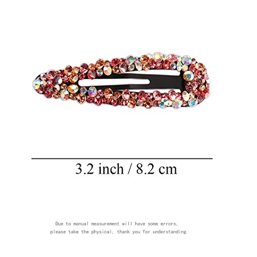 Messen Drop Shape AB Crystal Hair Barrettes - 6 Piece Rhinestone Set