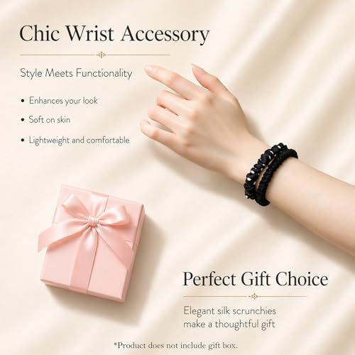 Silk Scrunchies for Hair - 4 Pack of Pure Mulberry Silk Ties