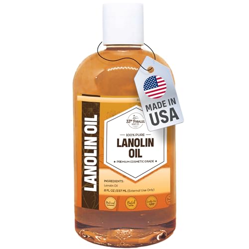 33rd Parallel Soap Co. 8oz Cold Pressed Lanolin Oil for Skin, Lips & Hair - Deep Moisturizer & Protectant