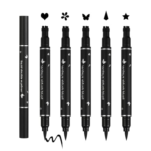 Black 5-Shape Double-Headed Liquid Eyeliner Stamp Set for Creative Eye Makeup
