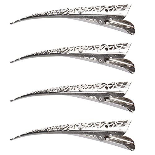 4-Pack Silver Metal Hair Clips - Durable Alligator Curl Clips