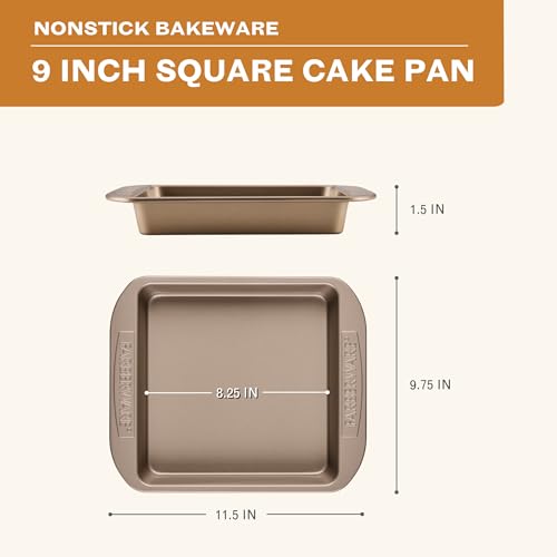 Farberware 9-Inch Nonstick Square Cake Pan - Mocha Finish