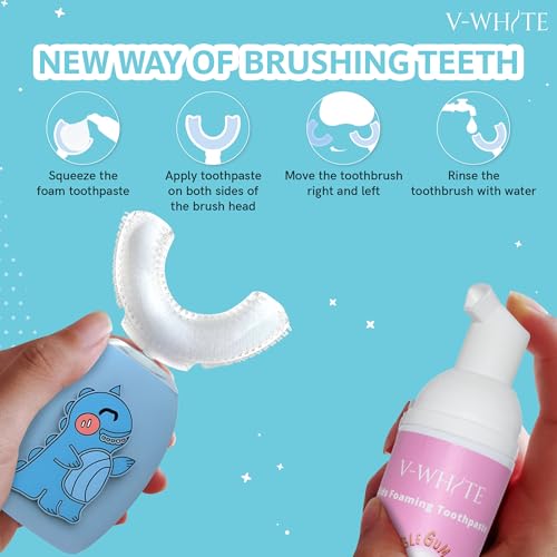 V-WHITE Foam Toothpaste for Kids & Adults - 50ml Bubblegum Flavor