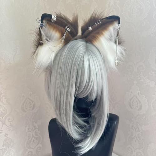 Plush Cat Fox Ear Headband - Adjustable Gothic Cosplay Hair Accessory
