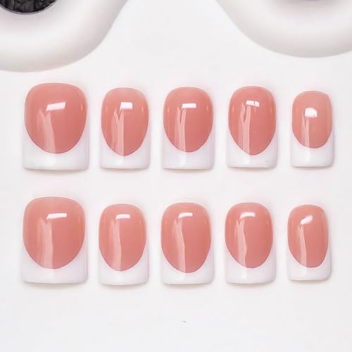 SWEKKE Short Square Press-On Nails Style 15 - Reusable White French Tips