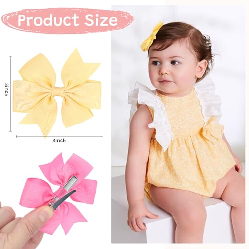 OAOLEER 3 Inch 80pcs Girls Hair Bows Grosgrain Ribbon Boutique Accessories