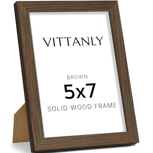 Vittanly 5x7 Solid Wood Picture Frame with Plexiglass - Brown