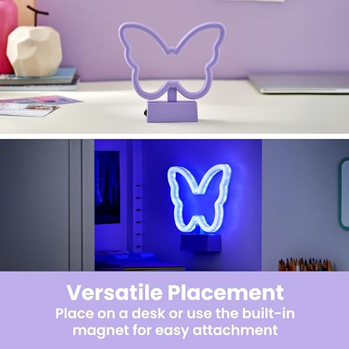 Magnetic Butterfly Neon LED Night Light for Kids & Decor