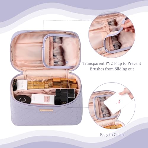 Large Purple Makeup Bag - Travel Cosmetic Organizer for Women