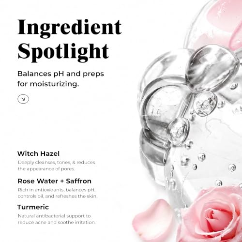 Dermisyou Rose Water Toner with Saffron & Turmeric - Hydrating Facial Mist, 4 fl oz