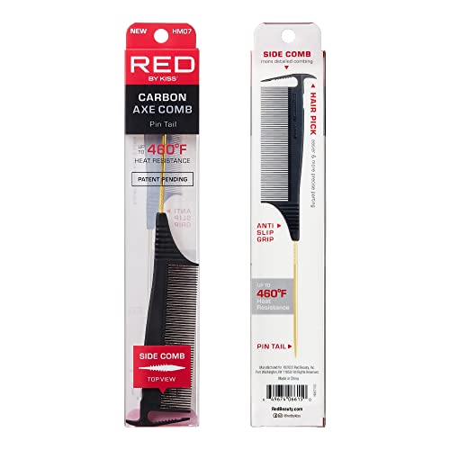 RED by Kiss Carbon Axe Comb - Heat Resistant Anti-Frizz Parting Comb