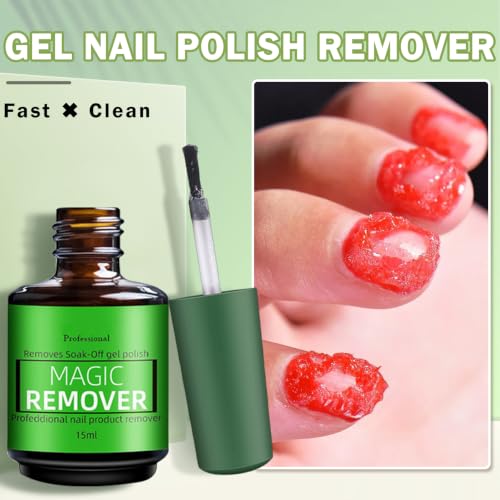 QIUFSSE Gel Nail Remover – 3PCS Magic Polish Remover (15ML)