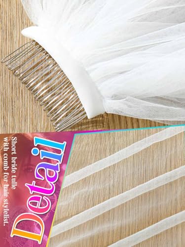 White Long Fingertip Bridal Tulle Veil with Comb for Brides