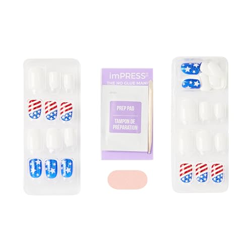 Kiss imPRESS Liberty Press-On Nails - No Glue, Short Squoval, 30 Count