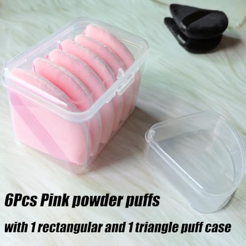 Ocim Triangle Makeup Powder Puffs - 6pcs Soft Velour Set with Case