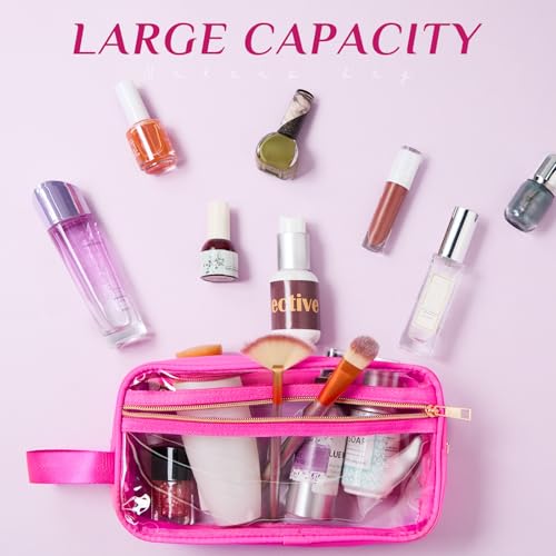 Pinkunn 3-Pack Clear Makeup Bags - TSA Approved Travel Toiletry Organizers